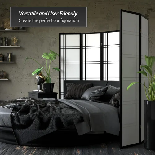 Vista 3 de Oriental Furniture - Pantalla Shoji de doble cruz de 6 pies de alto, color negro, 3 paneles
