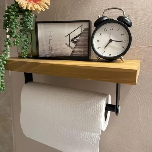 Vista 2 de Aheucndg Soporte para toallas de papel para debajo del gabinete, soporte autoadhesivo para toallas de papel de montaje en pared para cocina o baño