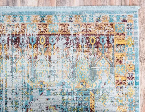 Vista 4 de Tapete abstracto Unique Loom, colección Estrella, moderno, multiárea, Polipropileno, celeste/turquesa