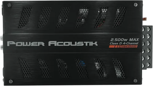 Vista 2 de Power Acoustik SB4-2500D 2500W Max 4-Channel Class D Amplificador de coche, estable de 2 ohmios, chasis compacto, refuerzo de graves, filtros
