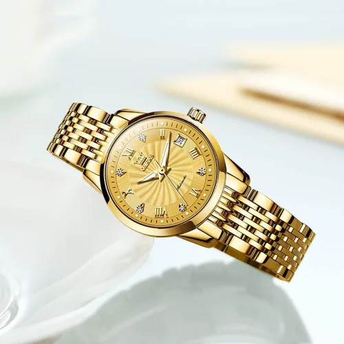 Vista 4 de OLEVS Reloj automático de mujer con diamantes mecánico de cuerda automática a la moda elegante reloj de pulsera luminoso impermeable de acero