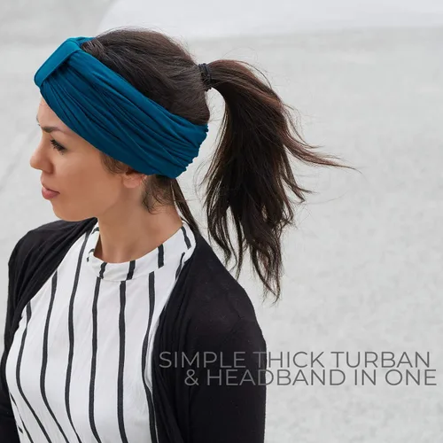 Vista 3 de Diadema de turbante gruesa para mujer, para el invierno, para abrigo, gorro de quimio, pelo natural