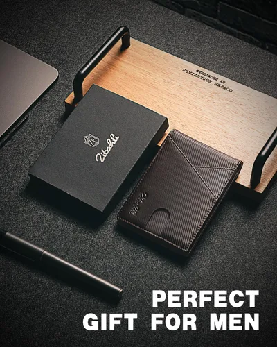 Vista 46 de Zitahli - Billeteras delgadas RFID para hombres, billetera de cuero flexible con clip de dinero, cartera minimalista con bolsillo frontal