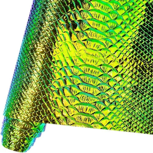 Vista 11 de HYANG - Hojas holográficas de piel sintética azul con estampado de serpiente, muy adecuadas para hacer manualidades, bolsos, aretes de cuero, lazos