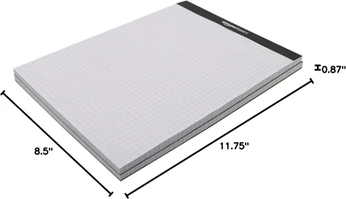 Vista 7 de Amazon Basics Bloc de papel cuadriculado de cuatro rayas, paquete de 2, 8.5 x 11.75 pulgadas, 100 hojas/bloc, color blanco