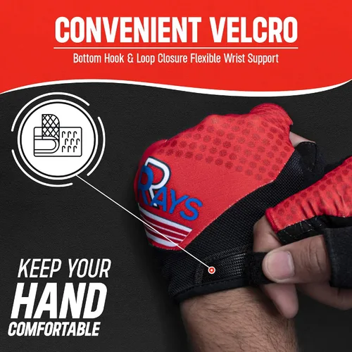 Vista 8 de RRAYS Guantes de ciclismo - Tela de licra transpirable - Guantes acolchados de medio dedo, guantes de bicicleta unisex, guantes de ciclismo
