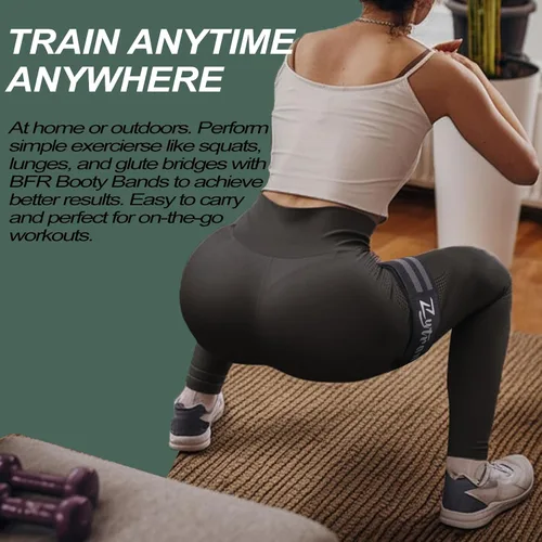Vista 5 de BFR - Bandas de oclusión para mujer, piernas, glúteos, construcción de cadera, cómodas bandas elásticas para entrenamiento de flujo sanguíneo