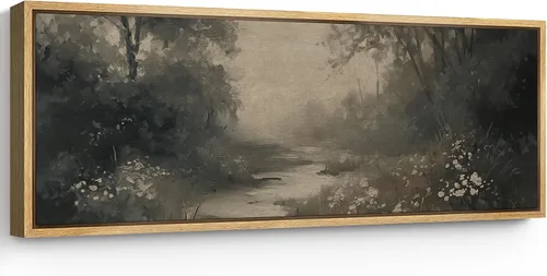 Vista 27 de SIGNFORD Lienzo enmarcado extragrande para pared, diseño de flores silvestres, paisaje, campo escénico con flores florecientes, ilustraciones