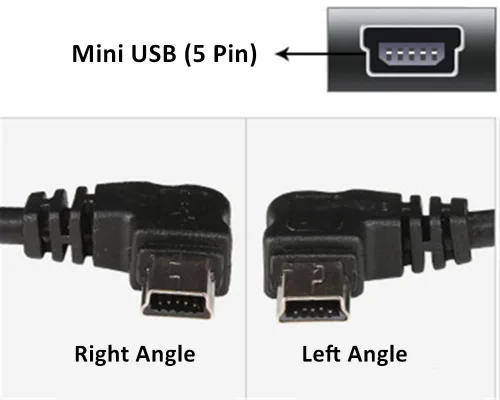 Vista 5 de Cable USB 2.0 extra largo de 16.4 ft a mini USB de 90 grados de ángulo izquierdo Cable de carga con 5 clips de cableado para Garmin Nuvi GPS Dash 5M