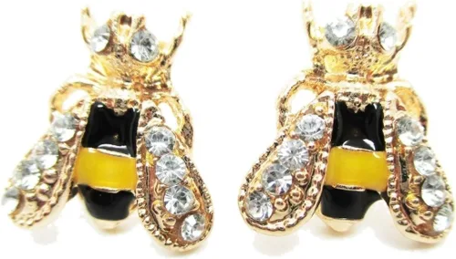 Vista 2 de Pendientes de poste de Bumble Bee - Nuevo - Par!, Oro amarillo