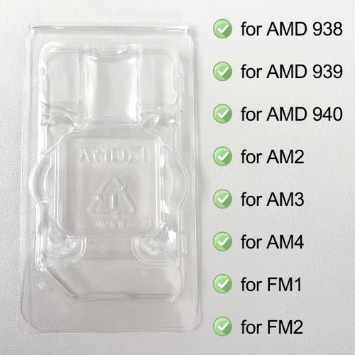 Vista 4 de Bandeja para CPU AMD, soporte de caja protectora de plástico para 938 939 940 AM4 AM3 AM2 FM1 FM2 APU FX, carcasa de plástico grueso, con 10 bolsas
