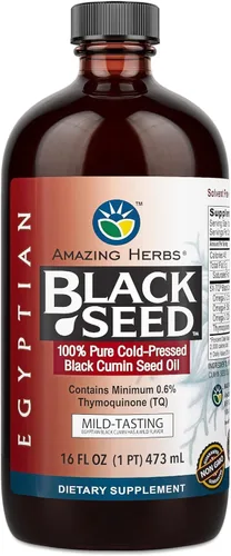 Vista 11 de Amazing Herbs Premium Black Seed Oil Liquid - 8 Fl Oz Glass Bottle