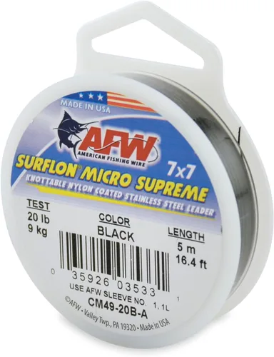 Vista 26 de American Fishing Wire Surflon Micro Supreme Nylon recubierto 7x7 de acero inoxidable, líder en alambres anudables para pesca en agua salada, pesca