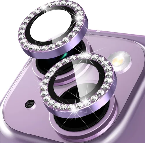 Vista 13 de Suoman Protector de lente de cámara para iPhone 14 de 6.1 pulgadas, protector de lente de cámara de 6.7 pulgadas, película de vidrio templado 9H