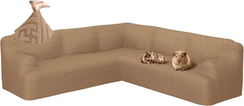 Vista 21 de Fundas para sofá seccional en forma de L de 1 pieza, fundas de esquina elásticas para sofá, funda de sofá antideslizante, lavable, fundas de sofá