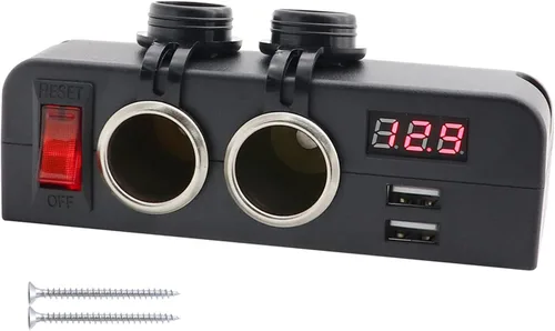 Vista 8 de Divisor de encendedor de cigarrillos de 3 enchufes, adaptador de toma de corriente de 12V con interruptores LED de encendido/apagado para automóvil