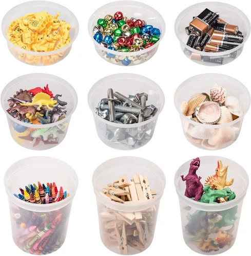 Vista 6 de DuraHome - Contenedores para el almacenamiento de alimentos, con tapas, de 8 onzas, 16 onzas y 32 onzas, paquete combinado de envases con tapas, 44