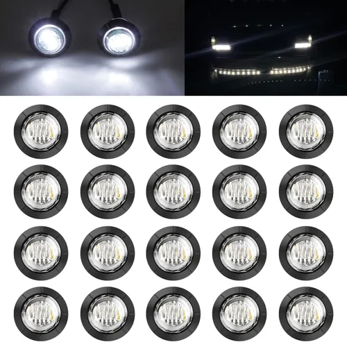 Vista 12 de FXC Luces LED de señalización de 3/4" redondas, indicadores de advertencia, luces laterales, frontales y traseras, luces de giro, cola y marcha