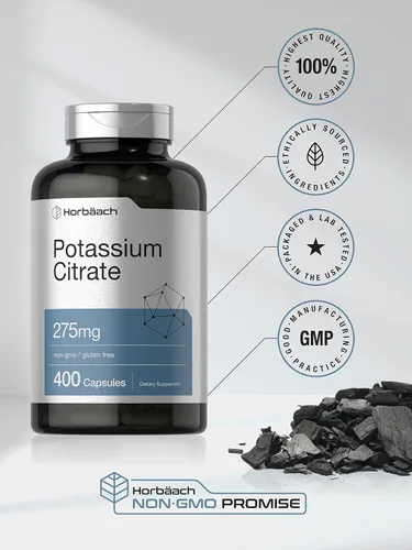 Vista 5 de Horbäach Suplemento de citrato de potasio 275 mg 400 Cápsulas