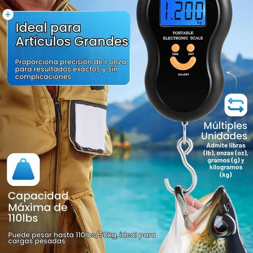 Vista 5 de Flexzion Báscula de peso portátil para equipaje, capacidad de peso de 110 libras, báscula de equipaje digital de viaje con pantalla LCD