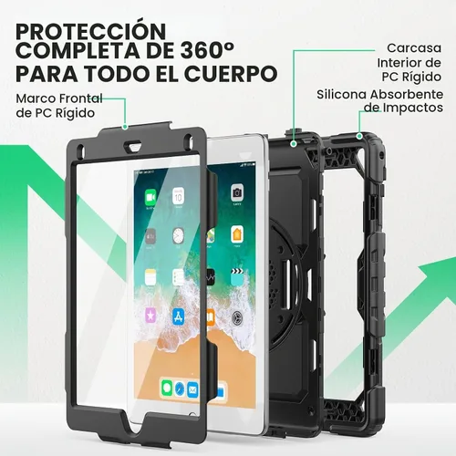 Vista 5 de SEYMAC Funda para iPad de 6ª/5ª Generación de 9.7 Pulgadas, Funda Protectora Resistente de Cuerpo Completo a Prueba de Golpes con Protector