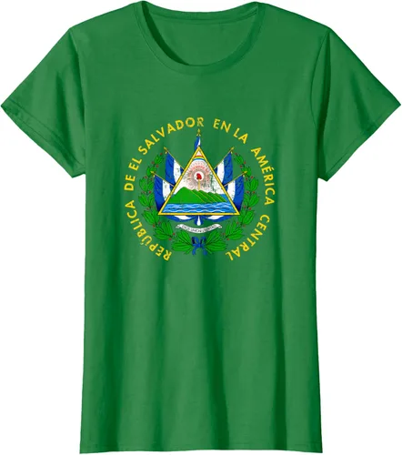 Vista 43 de Escudo de armas de El Salvador Salvadoran Distressed Design T-Shirt