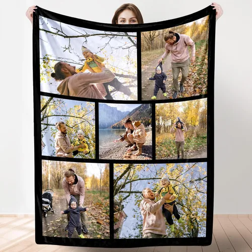 Vista 19 de Artsadd Manta personalizada con collage de texto fotográfico, manta de fotos personalizada para hombres, mujeres, él o ella, manta personalizada