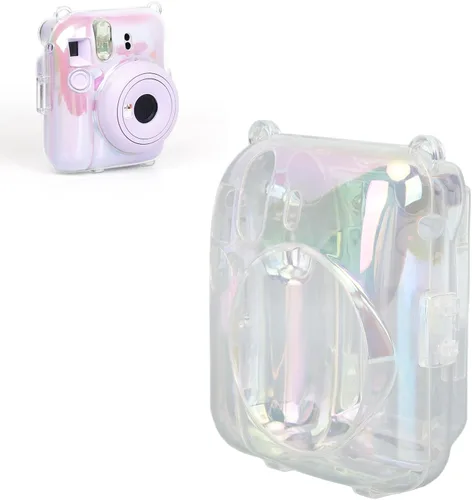 Vista 7 de Funda transparente para mini 12 instantáneos, cámara de película con capacidad para 10 películas en la parte posterior y correa ajustable