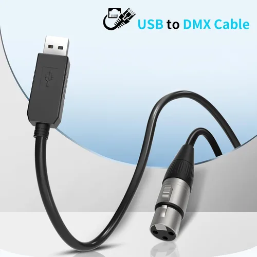 Vista 2 de (2PCS) 5.9ft USB a DMX Cable USB a DMX Cable de interfaz con chip FTDI