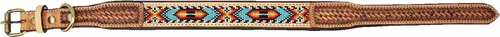 Vista 2 de CHALLENGER XSmall 9''- 13'' Basket Weave Tooled acolchado cuero con cuentas perro cachorro 60RT19