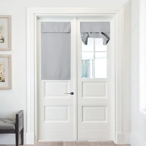 Vista 22 de PONY DANCE Cortinas de luz lateral, persianas opacas con aislamiento térmico para puerta francesa, puerta de vidrio de patio, 12 pulgadas de ancho x
