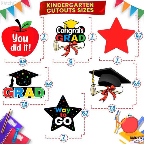 Vista 4 de KatchOn, 30 espirales colgantes de graduación de jardín de infantes, sin bricolaje Coloridas graduaciones preescolares para decoraciones