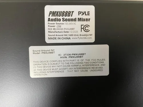 Vista 8 de Pyle Mezclador de audio estilo consola de 8 canales con Bluetooth - Controlador de sonido DJ, 4 entradas XLR / combinado, salida sub, +48V Phantom