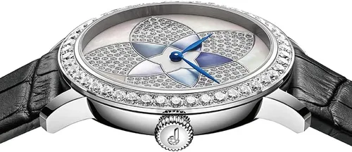 Vista 4 de onedear Reloj de lujo para mujer reloj de pulsera de cuarzo suizo con correa de cuero flor de cinco pétalos Blanco Moda
