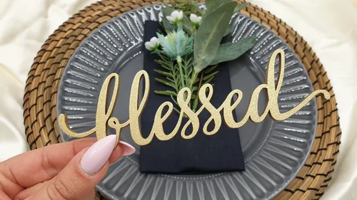 Vista 6 de Tarjetas de lugar bendecido, tarjetas de lugar de Navidad personalizadas, ajuste de lugar de cena personalizado, decoración de mesa de otoño