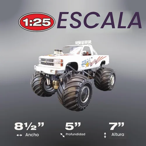 Vista 5 de AMT USA-1 Chevy Silverado Monster Truck 1:25 Kit de modelo a escala 1:25