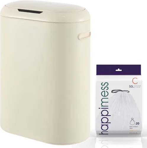 Vista 10 de happimess HPM1016B Robo Kitchen - Bote de basura delgado ovalado con sensor de movimiento sin contacto de 13.2 galones con modo táctil, resistente a