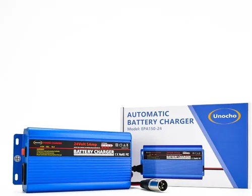 Vista 8 de Unocho Mantenedor de cargador de batería de 24V 5A Cargador inteligente de plomo-ácido de 4 etapas con conector XLR de 3 pines interruptor