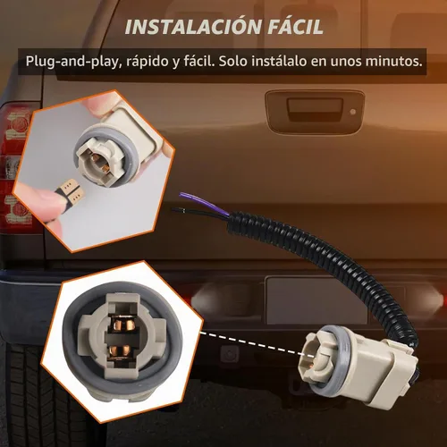 Vista 6 de Kit de luces LED para matrícula con 2 bombillas LED, 2 arneses de cables, 2 carcasas negras, reemplazo de montaje de lámpara de etiqueta para Ford
