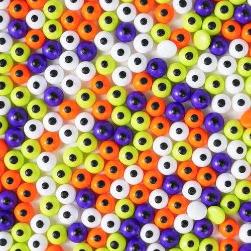 Vista 9 de Gránulos de globo ocular sangriento para decoración de pasteles, huesos de perro rojos, globos oculares comestibles para cupcakes, helado, dulces