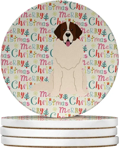 Vista 201 de Abyssinian Sand Terrier Merry Christmas - Posavasos grandes de piedra arenisca (4 unidades)