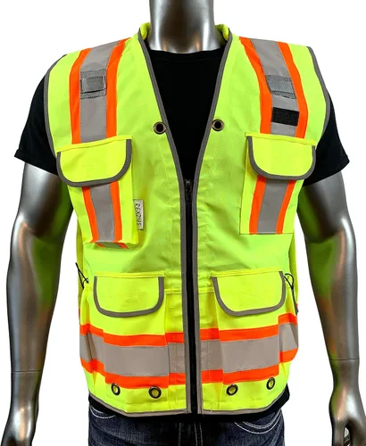 Vista 2 de REXZUS A Chaleco Reflectante Clase 2 Heavy Woven Dos Tonos Ingeniero Hi Viz Chaleco de Seguridad 3M 8712 Cinta