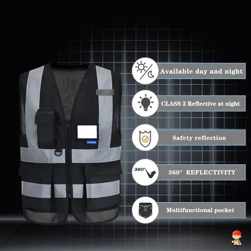 Vista 5 de XS Chaleco de seguridad negro para mujer XS