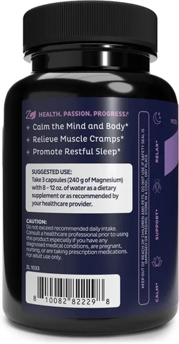 Vista 9 de Zeal Naturals Suplemento de glicinato de magnesio quelado, 240 mg, 135 cápsulas Magnesio para dormir, recuperación muscular y relajación Sin OMG