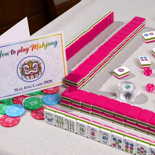Vista 5 de American Mahjong - Juego de azulejos para adultos, principiantes Rosa intenso