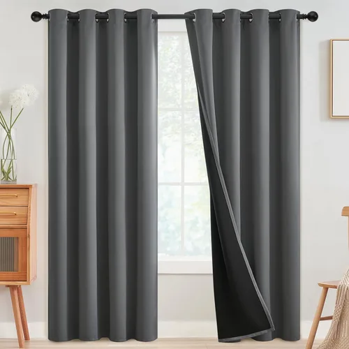 Vista 75 de SimpleHome - Cortinas opacas 100% para recámara, cortinas de ventana con ojales beige, con aislamiento térmico, cortinas de oscurecimiento