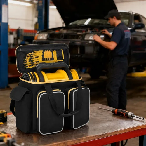 Vista 6 de Bolsa de transporte para inflador de neumáticos de 20 V MAX DCC020IB, almacenamiento de compresor de aire con cuatro bolsillos para kit de carga