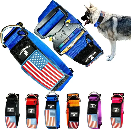 Vista 9 de Collar táctico para perros de 2 pulgadas de ancho con hebilla de metal de NEGRO-COBD2