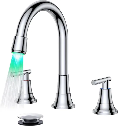Vista 11 de FORIOUS Juego central de grifos de baño negros y dorados, grifo comercial Negro y dorado
