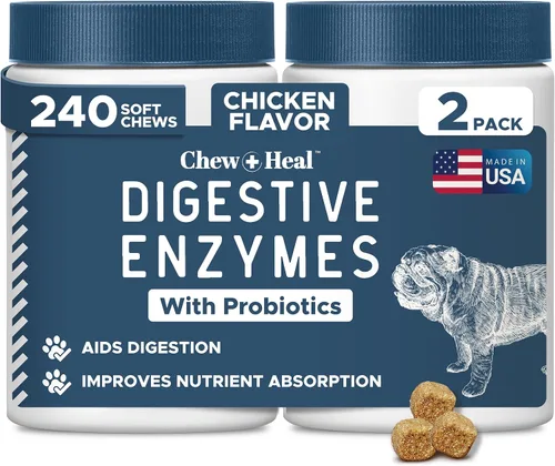 Vista 6 de Probióticos para perros con enzimas digestivas - 120 masticables suaves - Apoya el tracto digestivo saludable, ayuda a la absorción de nutrientes